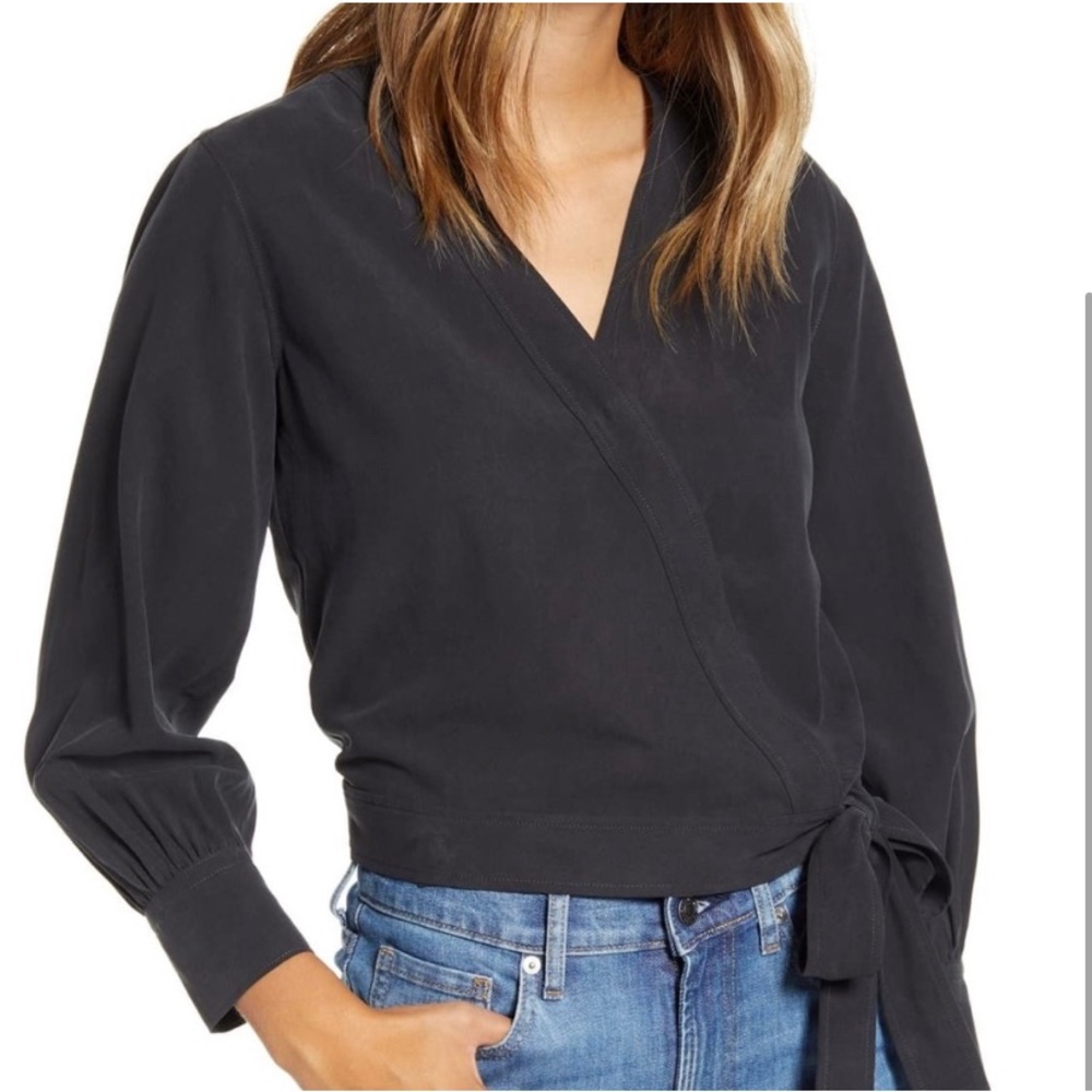Everlane Silk Wrap Top